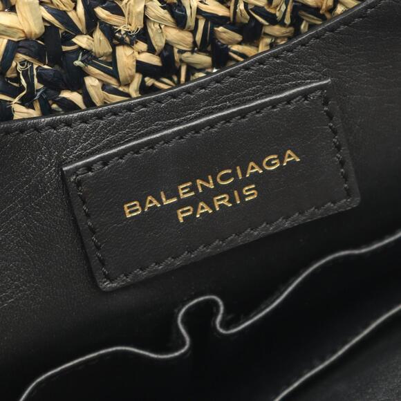 Balenciaga BALENCIAGA handbag, leather and raffia, women's, beige, navy, blac... - Picture 4 of 8